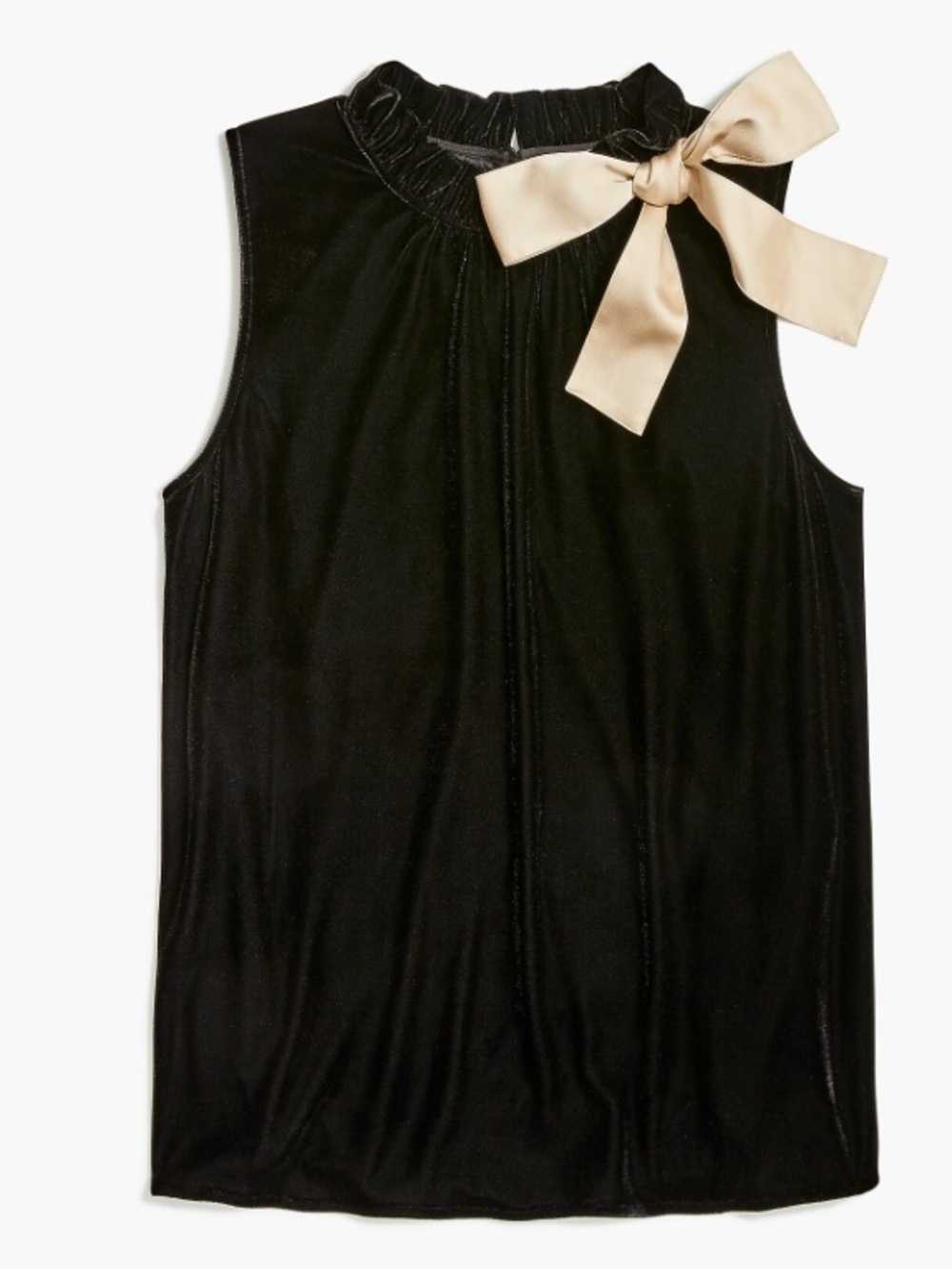 J. Crew Velvet Sleeveless Ruffle Top with Bow - Black & Cream